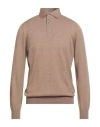 Lardini Man Sweater Sand Size L Virgin Wool In Brown
