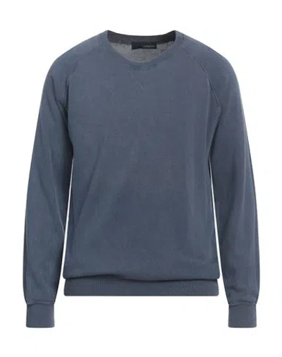 Lardini Man Sweater Slate Blue Size L Cotton