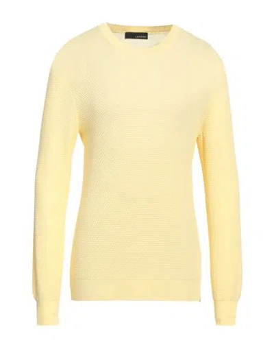 Lardini Man Sweater Yellow Size 40 Cotton