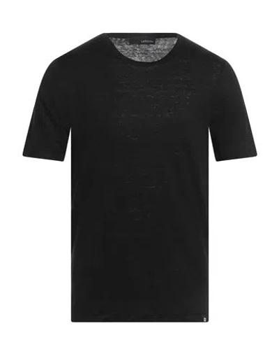 Lardini Man T-shirt Black Size 40 Linen