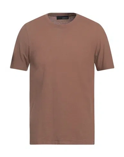 Lardini Man T-shirt Camel Size 46 Cotton In Brown