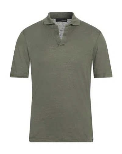 Lardini Man T-shirt Military Green Size 44 Linen
