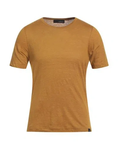 Lardini Man T-shirt Mustard Size 44 Linen