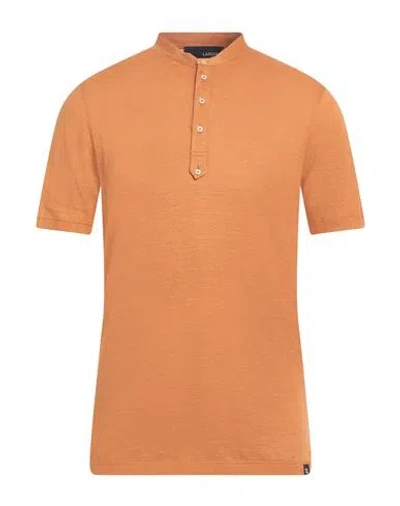 Lardini Man T-shirt Rust Size 46 Linen In Red