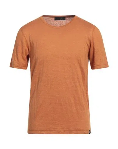 Lardini Man T-shirt Rust Size 48 Linen