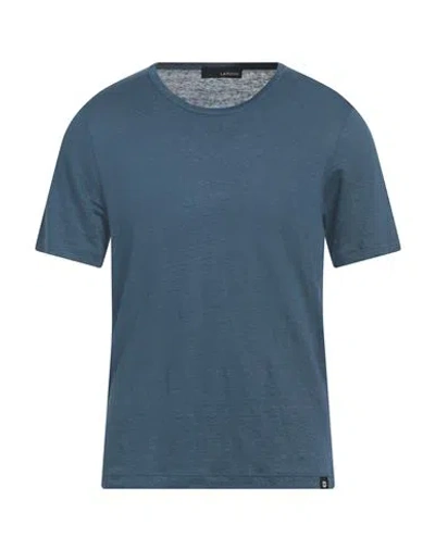 Lardini Man T-shirt Slate Blue Size 44 Linen