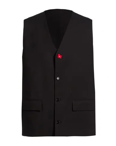 Lardini Man Tailored Vest Black Size 42 Virgin Wool, Elastane