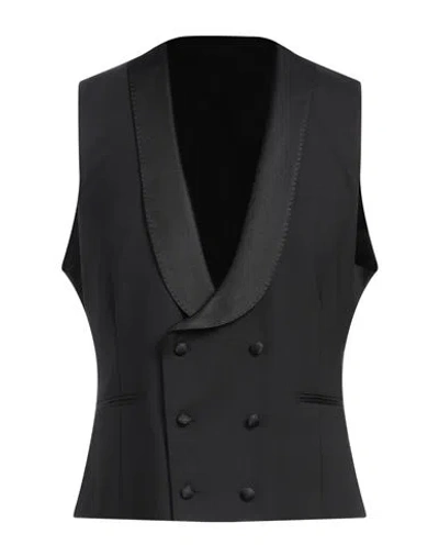 Lardini Man Tailored Vest Black Size 42 Wool, Elastane