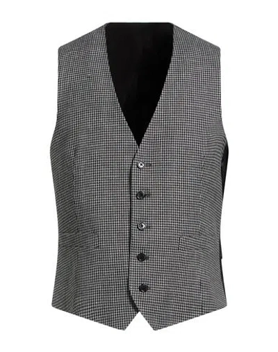 Lardini Man Tailored Vest Black Size 46 Wool, Linen, Cotton In Gray