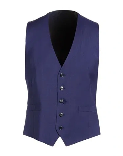 Lardini Man Tailored Vest Blue Size 40 Wool