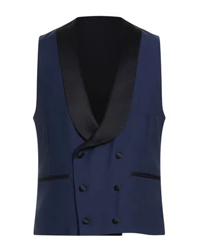Lardini Man Tailored Vest Blue Size 44 Wool