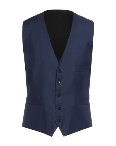 Lardini Man Tailored Vest Bright Blue Size 42 Wool, Mohair Wool, Silk