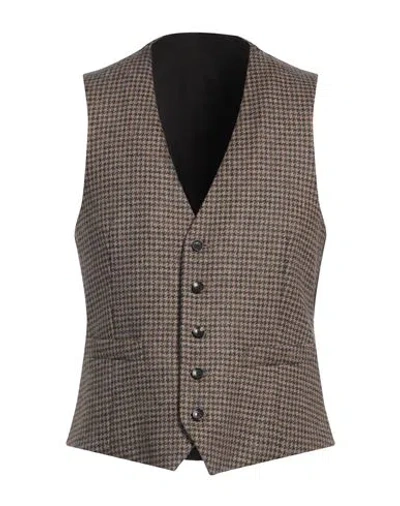 Lardini Man Tailored Vest Brown Size 38 Wool