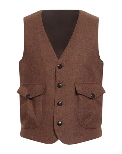 Lardini Man Tailored Vest Brown Size 40 Wool