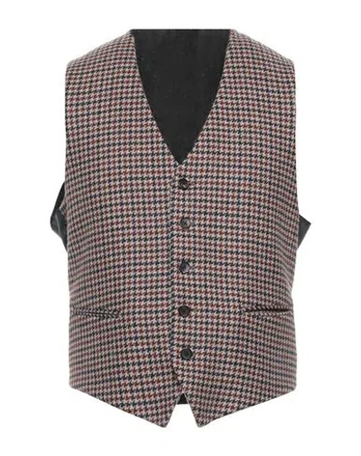 Lardini Man Tailored Vest Brown Size 40 Wool, Silk