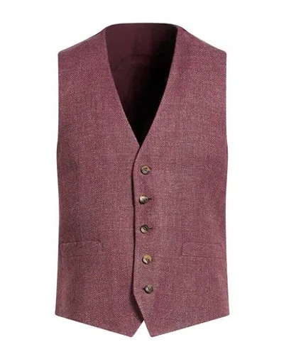 Lardini Man Tailored Vest Burgundy Size 44 Linen, Cotton, Silk In Pink