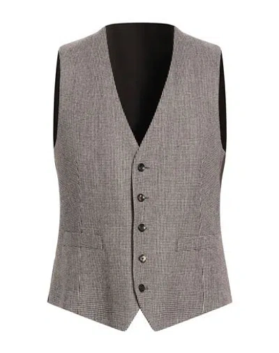 Lardini Man Tailored Vest Chocolate Brown Size 40 Wool, Linen In Gray