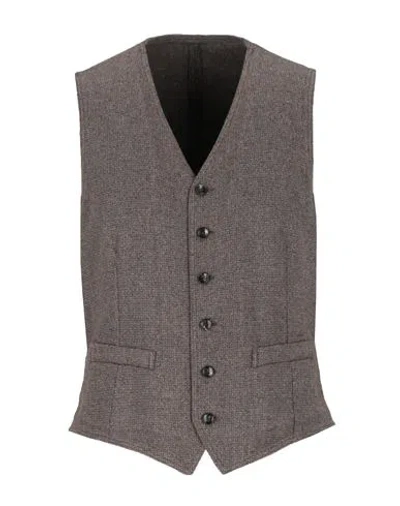 Lardini Man Tailored Vest Chocolate Brown Size 40 Wool, Polyester, Cotton