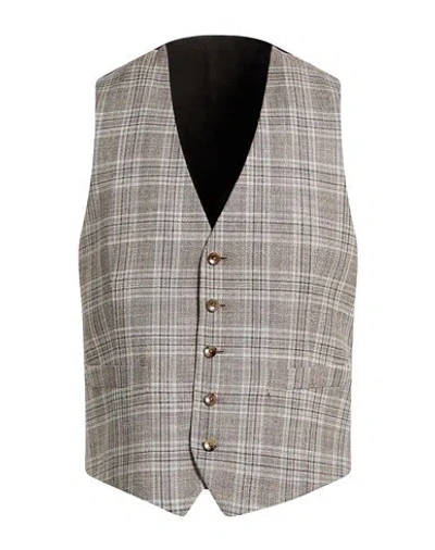 Lardini Man Tailored Vest Dark Brown Size 44 Wool, Silk, Linen In Gray
