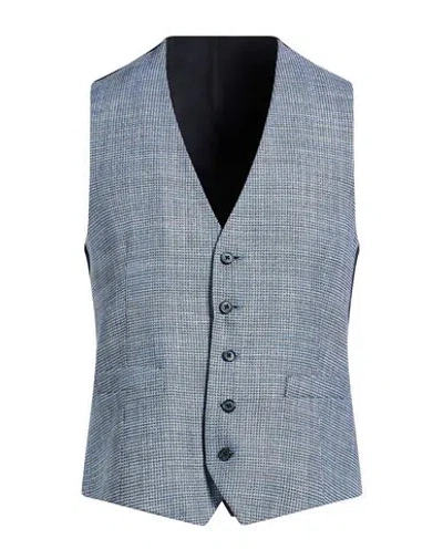 Lardini Man Tailored Vest Light Blue Size 44 Wool, Silk, Linen