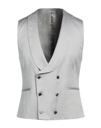 Lardini Man Tailored Vest Light Grey Size 40 Silk, Wool