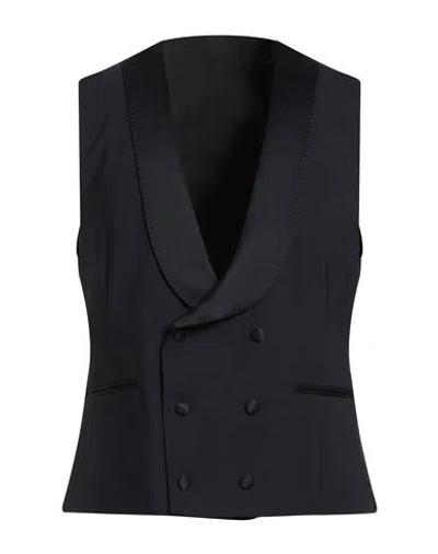 Lardini Man Tailored Vest Midnight Blue Size 38 Wool, Elastane