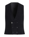 Lardini Man Tailored Vest Midnight Blue Size 40 Cotton, Wool, Elastane In Blue