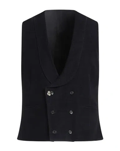 Lardini Man Tailored Vest Midnight Blue Size 40 Cotton, Wool, Elastane