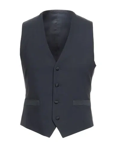 Lardini Man Tailored Vest Midnight Blue Size 40 Wool, Elastane