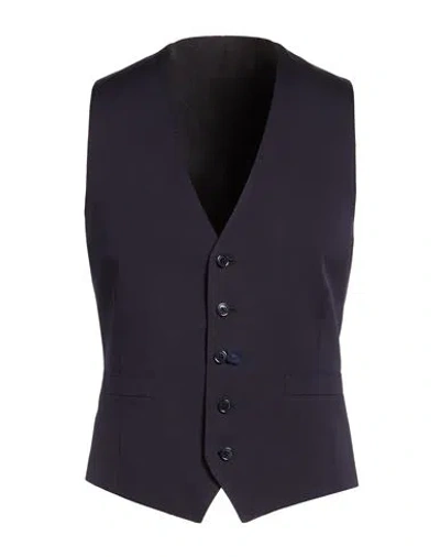 Lardini Man Tailored Vest Midnight Blue Size 42 Cotton, Polyamide, Elastane