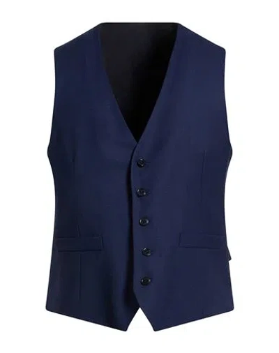 Lardini Man Tailored Vest Midnight Blue Size 44 Wool