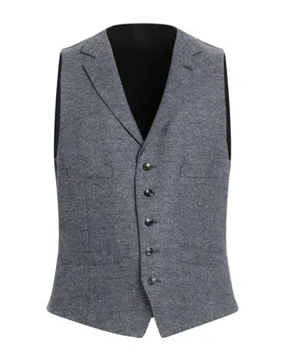 Lardini Man Tailored Vest Navy Size 40 Wool In Gray