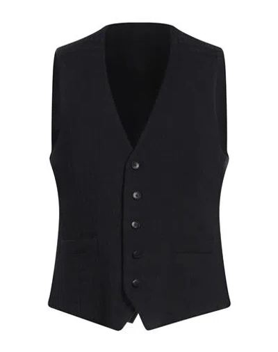 Lardini Man Tailored Vest Navy Size 40 Wool, Cotton, Elastane In Black