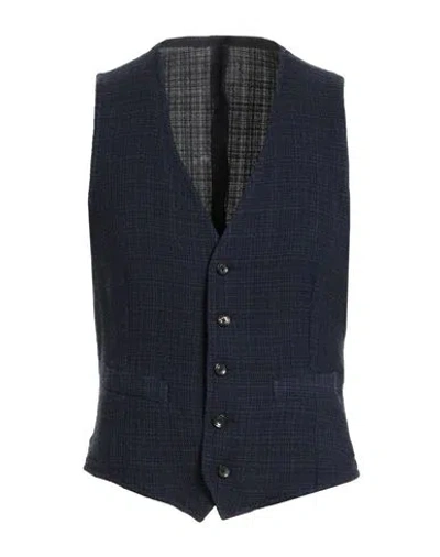 Lardini Man Tailored Vest Navy Size 40 Wool, Silk In Blue