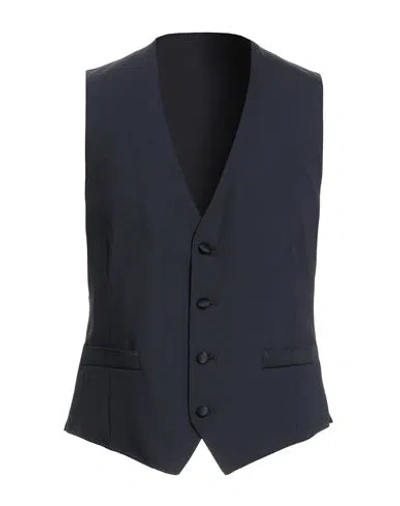 Lardini Man Tailored Vest Navy Size 44 Polyester, Wool, Elastane In Blue