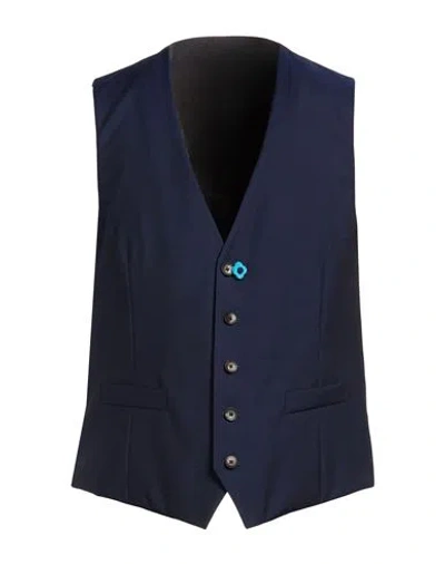 Lardini Man Tailored Vest Navy Size 44 Wool In Blue