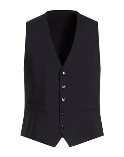 Lardini Man Tailored Vest Navy Size 44 Wool, Elastane In Blue