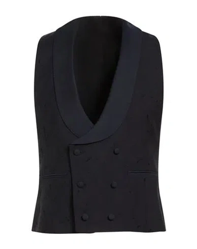 Lardini Man Tailored Vest Navy Size 46 Wool, Cotton, Polyester In Blue