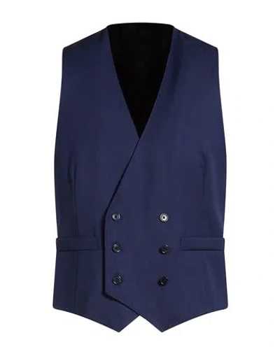 Lardini Man Tailored Vest Navy Size 46 Wool, Elastane In Blue