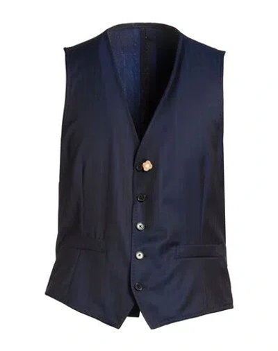 Lardini Man Tailored Vest Navy Size 48 Wool In Blue