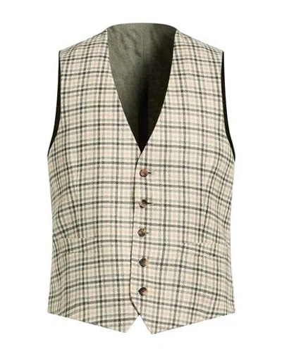Lardini Man Tailored Vest Sage Green Size 44 Wool, Linen, Silk