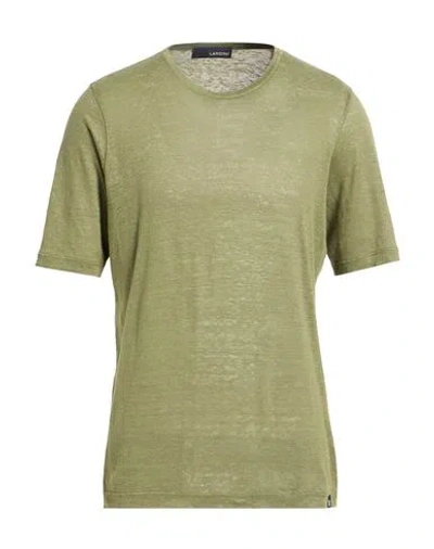 Lardini Man T-shirt Military Green Size 44 Linen