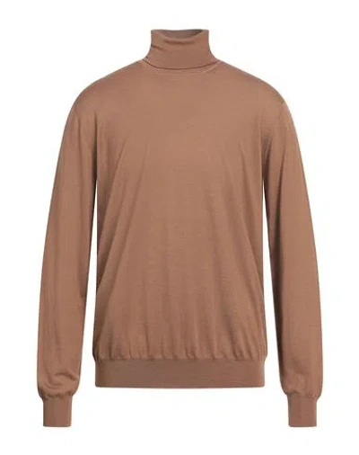 Lardini Man Turtleneck Brown Size 46 Wool, Silk, Cashmere