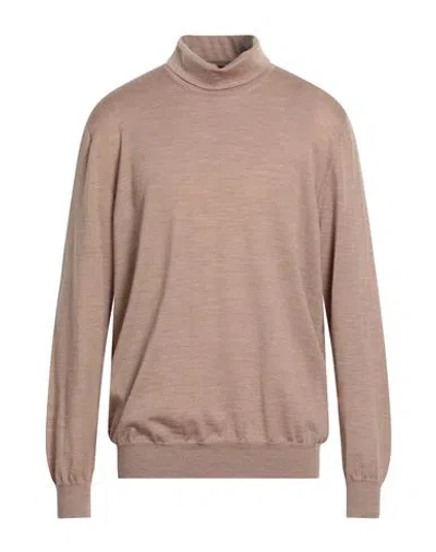 Lardini Man Turtleneck Camel Size 48 Wool In Brown