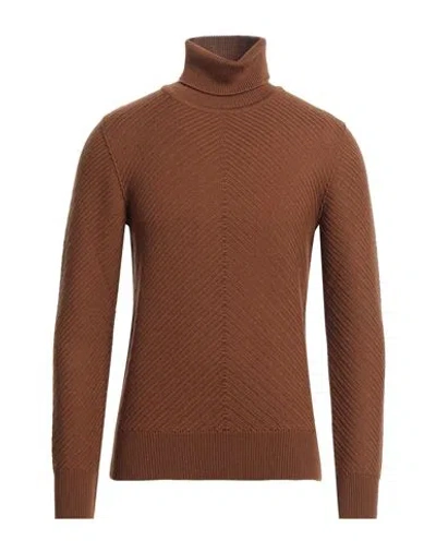 Lardini Man Turtleneck Camel Size L Wool In Beige