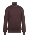 Lardini Man Turtleneck Chocolate Brown Size 44 Wool