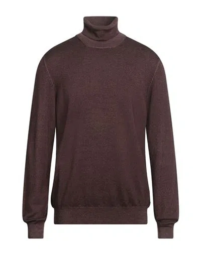 Lardini Man Turtleneck Chocolate Brown Size 44 Wool