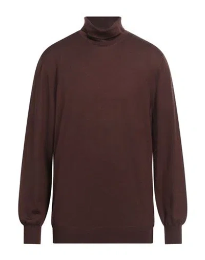 Lardini Man Turtleneck Chocolate Brown Size 46 Wool In Brown
