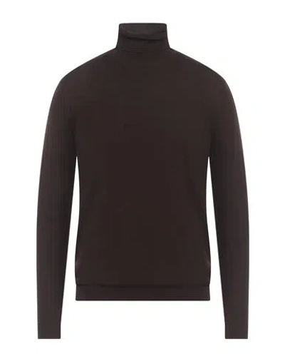 Lardini Man Turtleneck Dark Brown Size L Wool, Silk, Cashmere