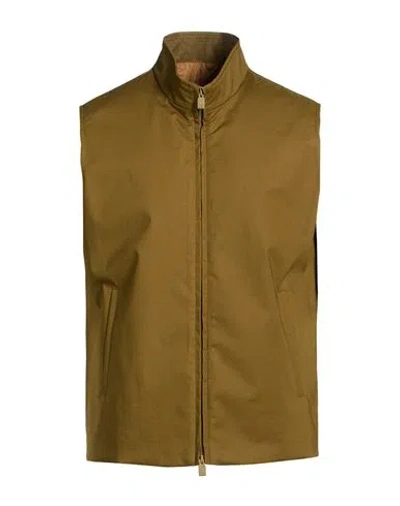 Lardini Man Vest Military Green Size 40 Cotton, Polyurethane, Polyamide, Elastane In Multi